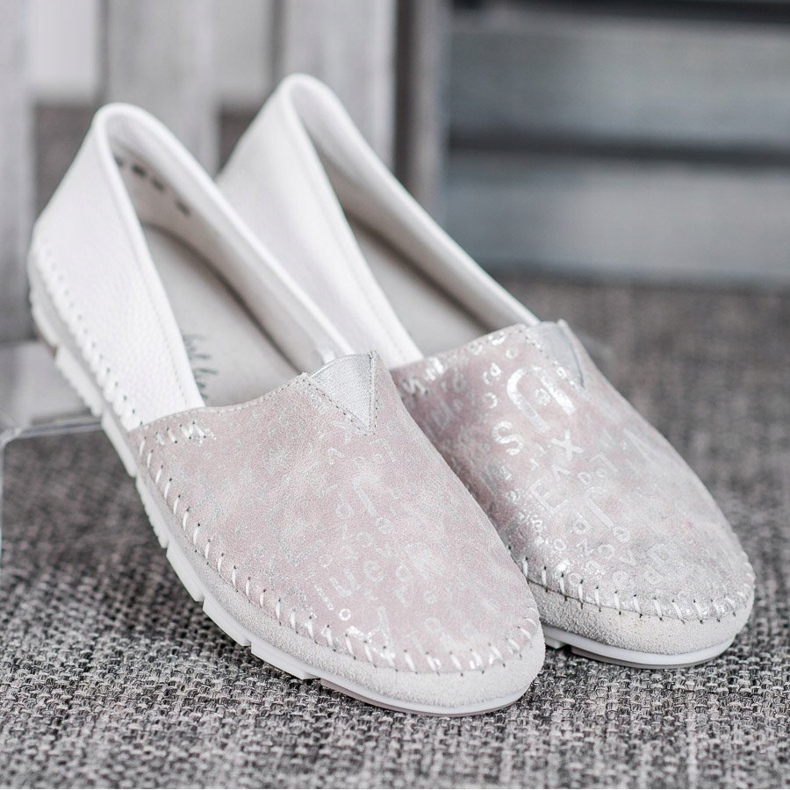 Filippo Sapatos de couro slip-on rosa cinza 1