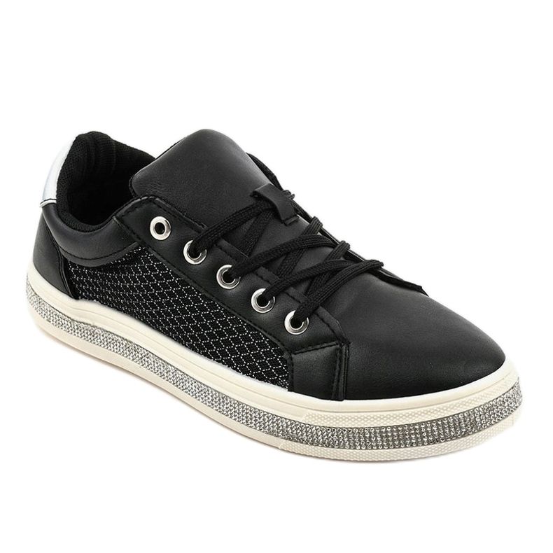 Tênis preto decorado com zircões 1153-Y cinza 1