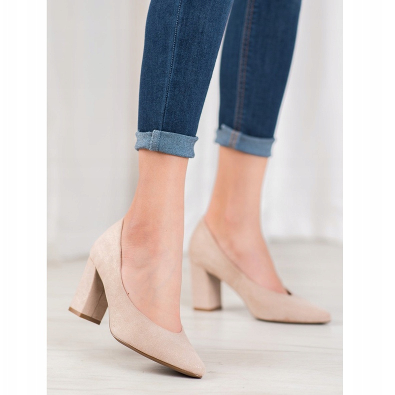 W. Potocki Bombas com brilho bege dourado 2