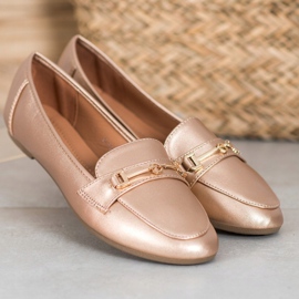 Clowse Calçado de couro ecológico elegante dourado 2