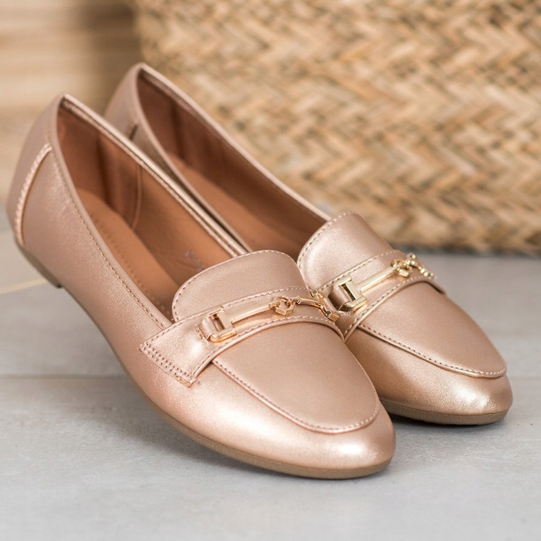 Clowse Calçado de couro ecológico elegante dourado 2