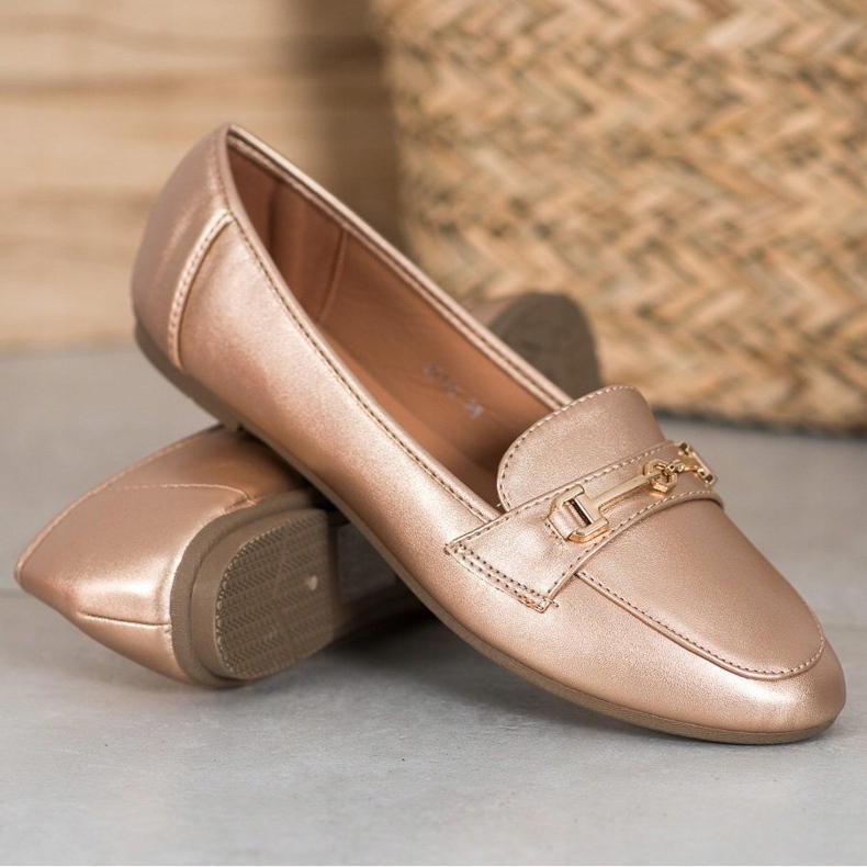 Clowse Calçado de couro ecológico elegante dourado 1