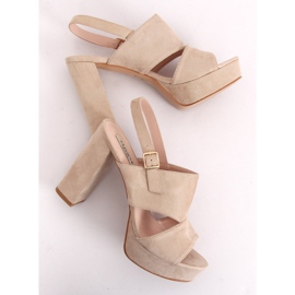 Sandálias no poste bege 9R02 Bege castanho verde 1