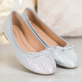 SHELOVET Bailarinas de prata trançada 2