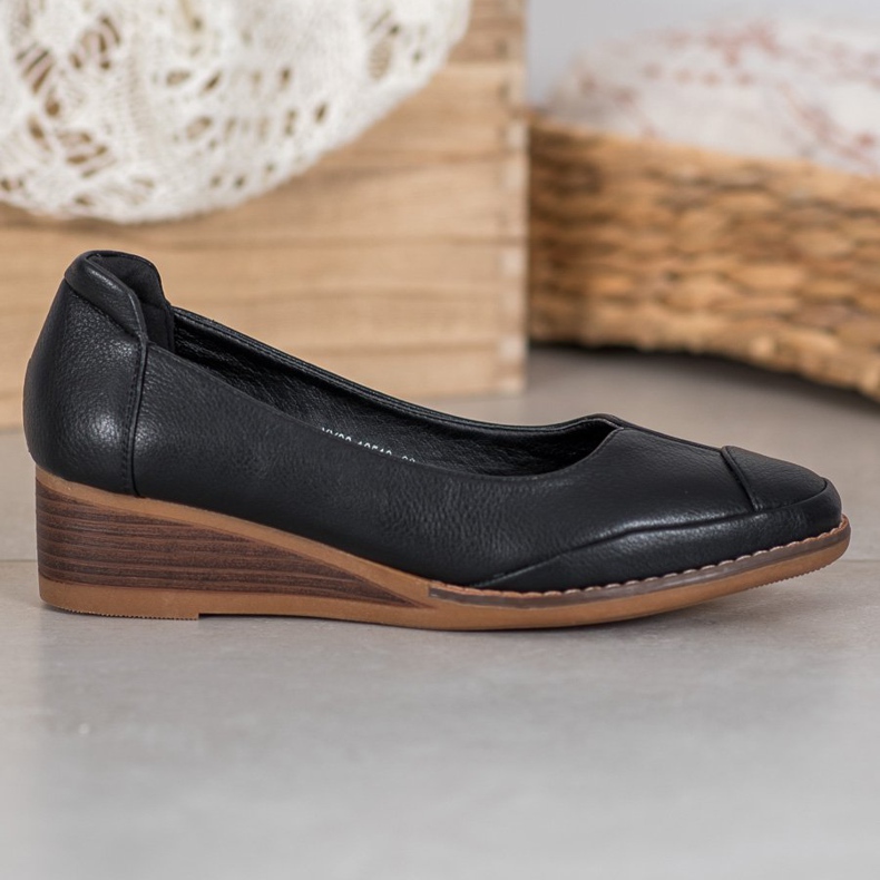 Vinceza Bombas casuais de cunha preto 1