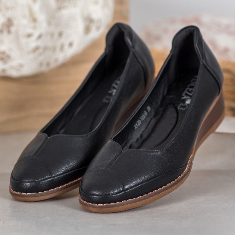 Vinceza Bombas casuais de cunha preto 2