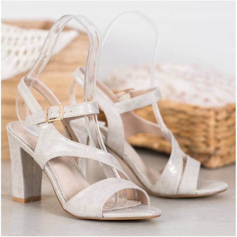 Goodin Sandálias Elegantes com Brilho cinza dourado 1