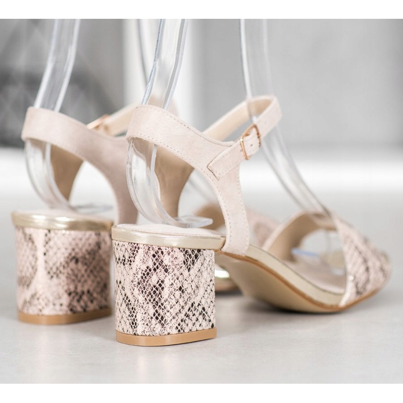 Goodin Sandálias confortáveis ​​em poste baixo bege dourado 1