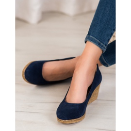 Filippo Bombas de cunha de couro azul 1