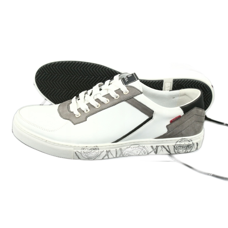 Sapatos desportivos em pele Badura 3361 branco preto cinza 6
