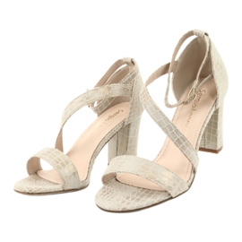 Sandálias gladiador Sergio Leone SK870 bege dourado 5