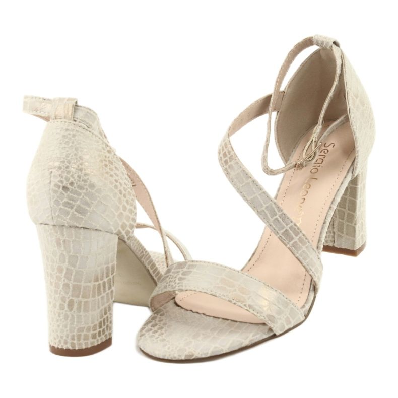 Sandálias gladiador Sergio Leone SK870 bege dourado 6