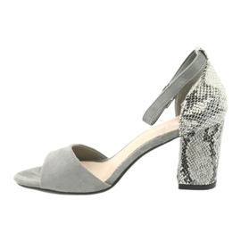 Sergio Leone Sandálias femininas no padrão de animal pós -animal sk873 cinza 4