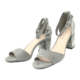 Sergio Leone Sandálias femininas no padrão de animal pós -animal sk873 cinza 5