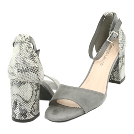 Sergio Leone Sandálias femininas no padrão de animal pós -animal sk873 cinza 6