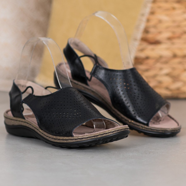 Sapatos de couro VINCEZA confortáveis preto 1