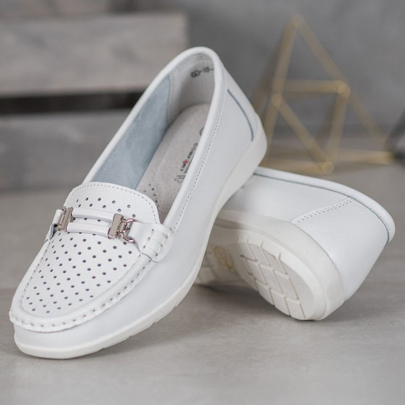Goodin Mocassins de Couro Confortáveis branco 1