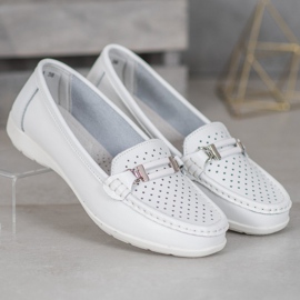 Goodin Mocassins de Couro Confortáveis branco 2