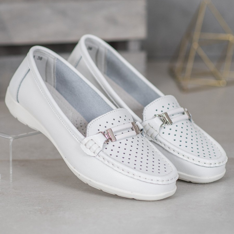 Goodin Mocassins de Couro Confortáveis branco 2