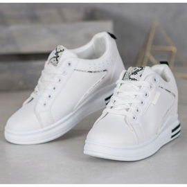 SHELOVET Sapatos Brancos Com Cunha Escondida 1 SHELOVET Sapatos Brancos Com Cunha Escondida 1