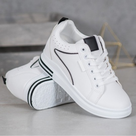 SHELOVET Sapatos Brancos Com Cunha Escondida 1 SHELOVET Sapatos Brancos Com Cunha Escondida 1