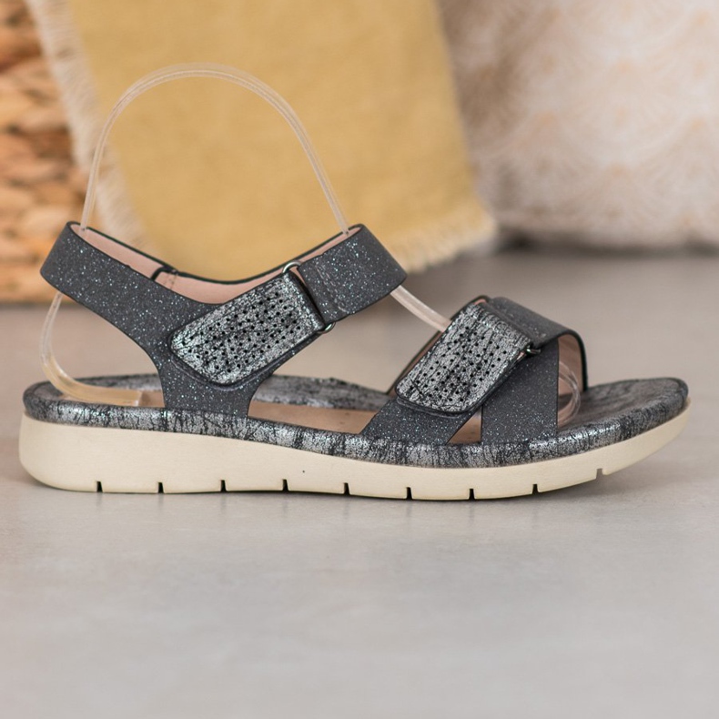 Sandálias de velcro VINCEZA preto cinza 1
