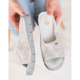 Goodin Chinelos de couro confortáveis cinza 1