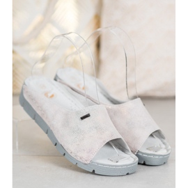 Goodin Chinelos de couro confortáveis cinza 2