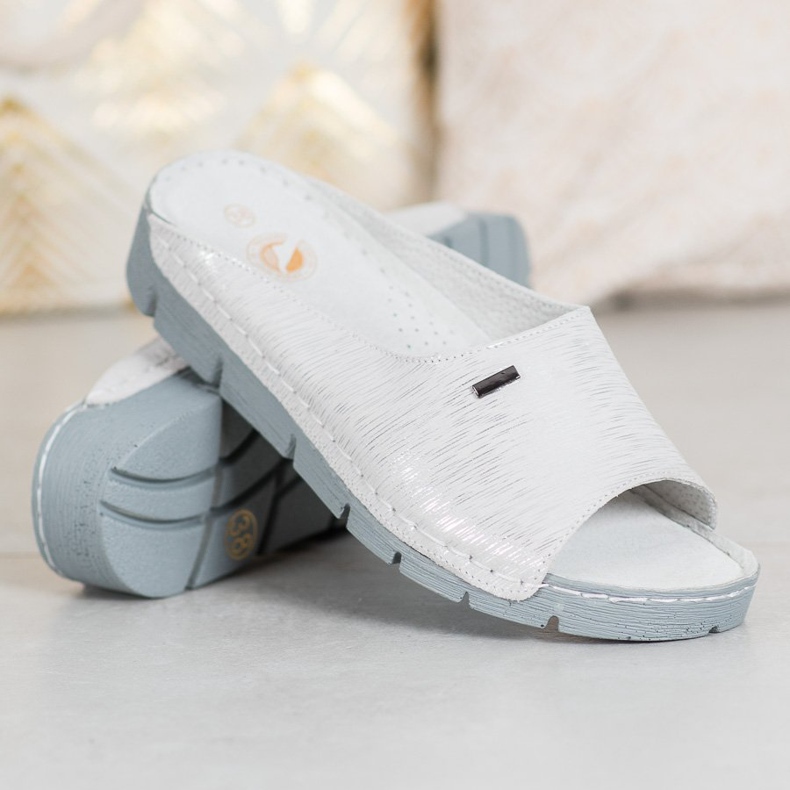 Goodin Chinelos de couro confortáveis cinza 1