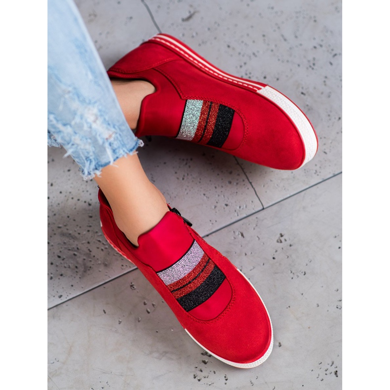 Ideal Shoes Tênis com zíper vermelho 1 Ideal Shoes Tênis com zíper vermelho 1