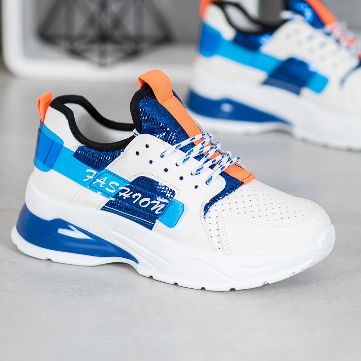 SHELOVET Tênis Moda Branca branco azul 1