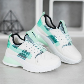 SHELOVET Tênis Moda Branca branco verde 1