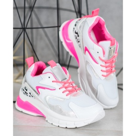 Ideal Shoes Tênis com inserções rosa branco multicolorido 2