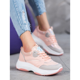 Ideal Shoes Tênis com plataforma casual rosa 4