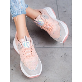 Ideal Shoes Tênis com plataforma casual rosa 5