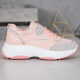 Ideal Shoes Tênis com plataforma casual rosa 1