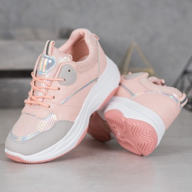 Ideal Shoes Tênis com plataforma casual rosa 2