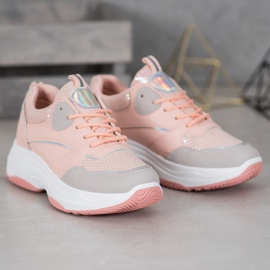 Ideal Shoes Tênis com plataforma casual rosa 3