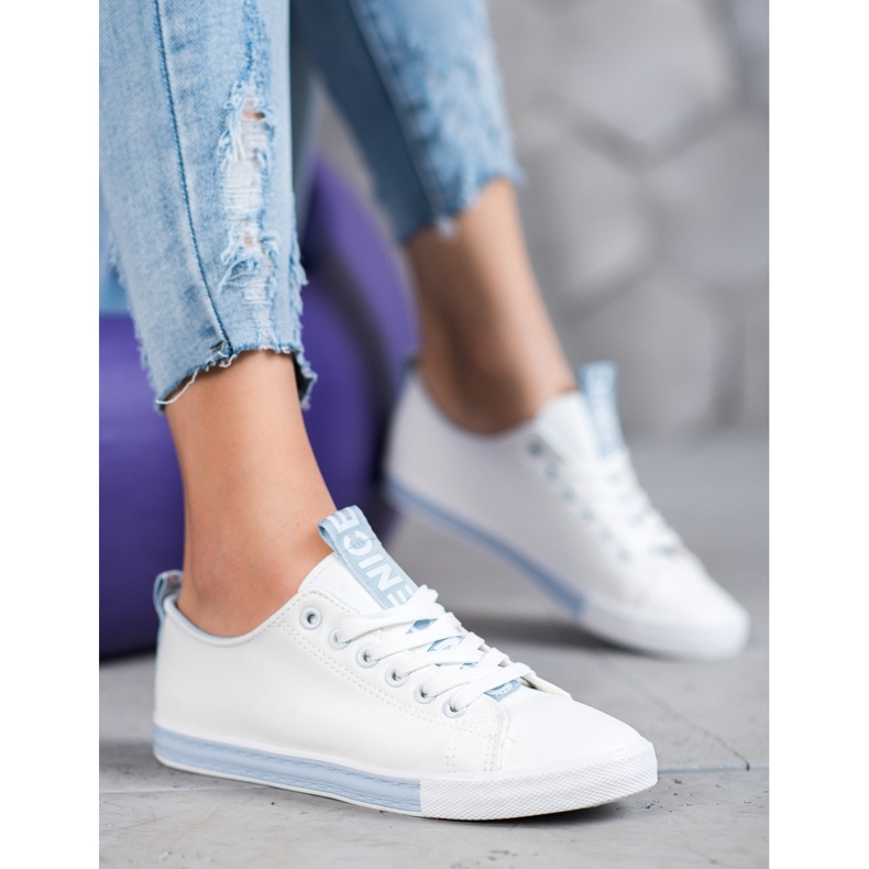 SHELOVET Tênis com couro ecológico legal branco 1