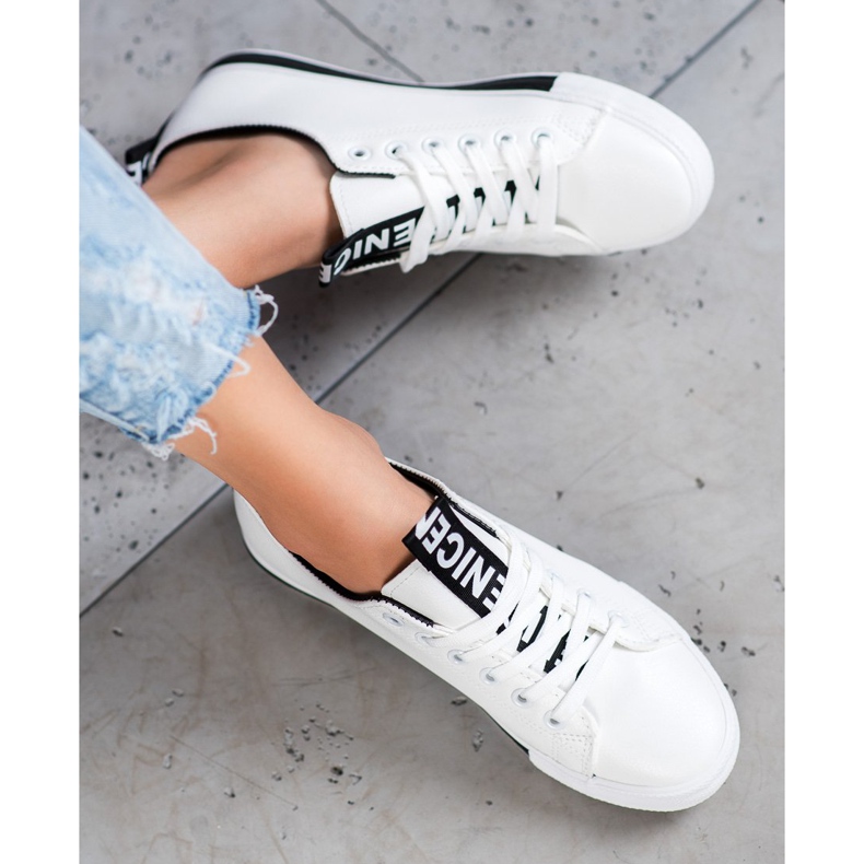 SHELOVET Tênis com couro ecológico legal branco 2