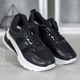 SHELOVET Tênis elegantes com malha preto 2