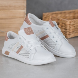 SHELOVET Calçados Esportivos Brancos Com Brilho amarelo 1