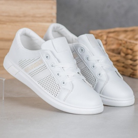 SHELOVET Calçados Esportivos Brancos Com Brilho 2