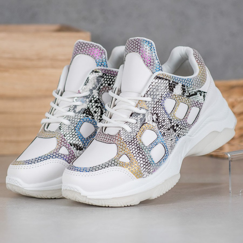 Bona Tênis com inserções coloridas branco multicolorido 1 Bona Tênis com inserções coloridas branco multicolorido 1