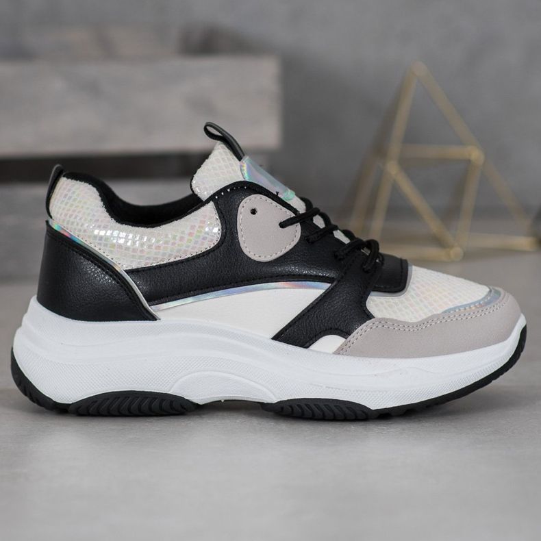 Ideal Shoes Tênis com plataforma casual preto multicolorido amarelo 1