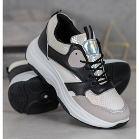 Ideal Shoes Tênis com plataforma casual preto multicolorido amarelo 2