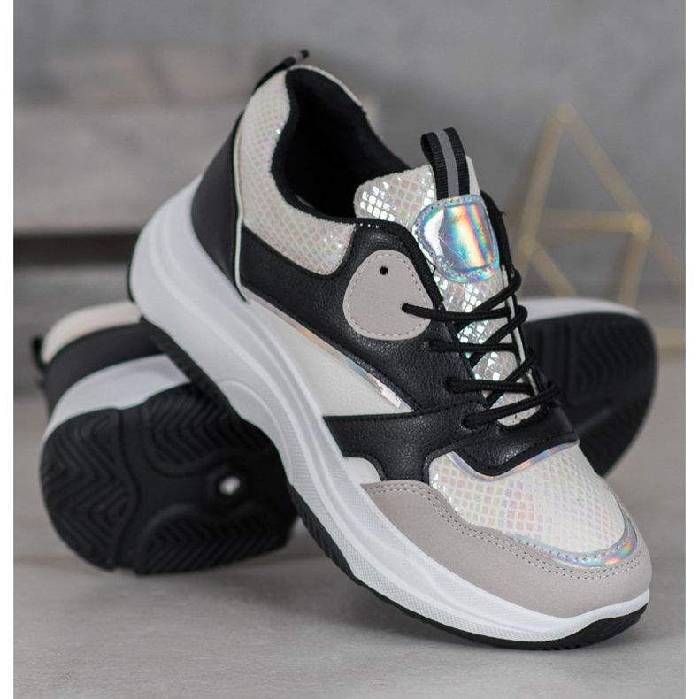 Ideal Shoes Tênis com plataforma casual preto multicolorido amarelo 2