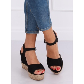 Sandálias Pretas com Salto Cunha 9R195 Pretas preto 2