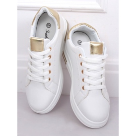 Tênis feminino branco L8035 ouro 1