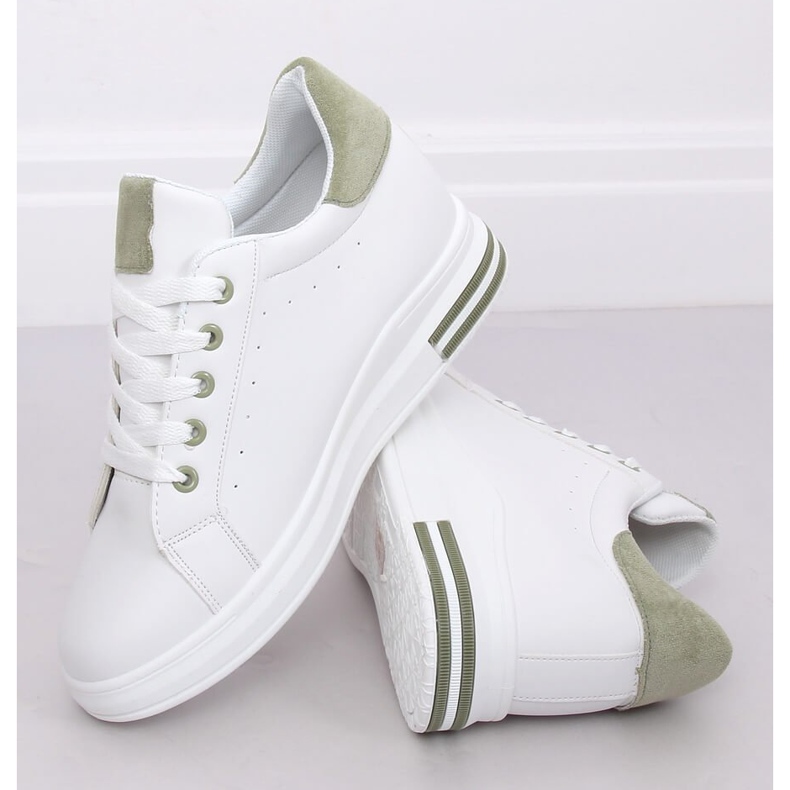 Tênis feminino branco L8035 verde 2